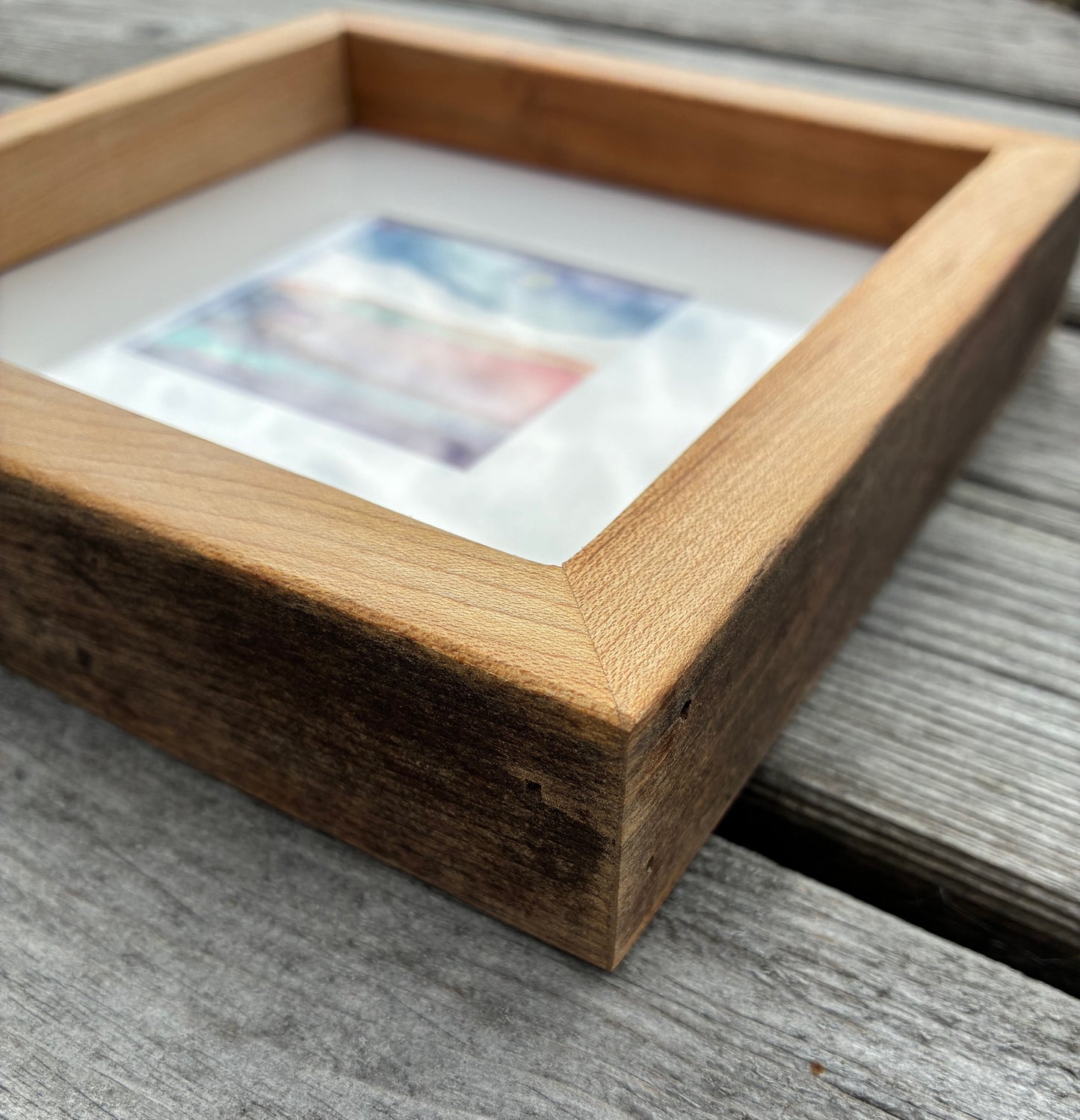 Batik in a, reclaimed maple wood, frame