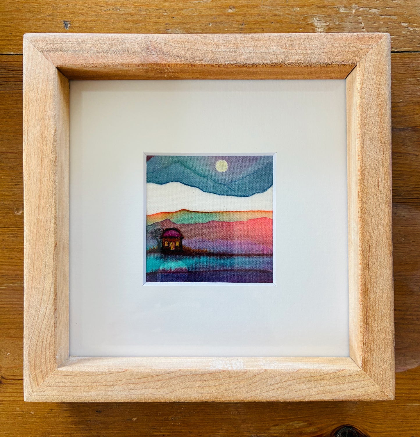 Batik in a, reclaimed maple wood, frame