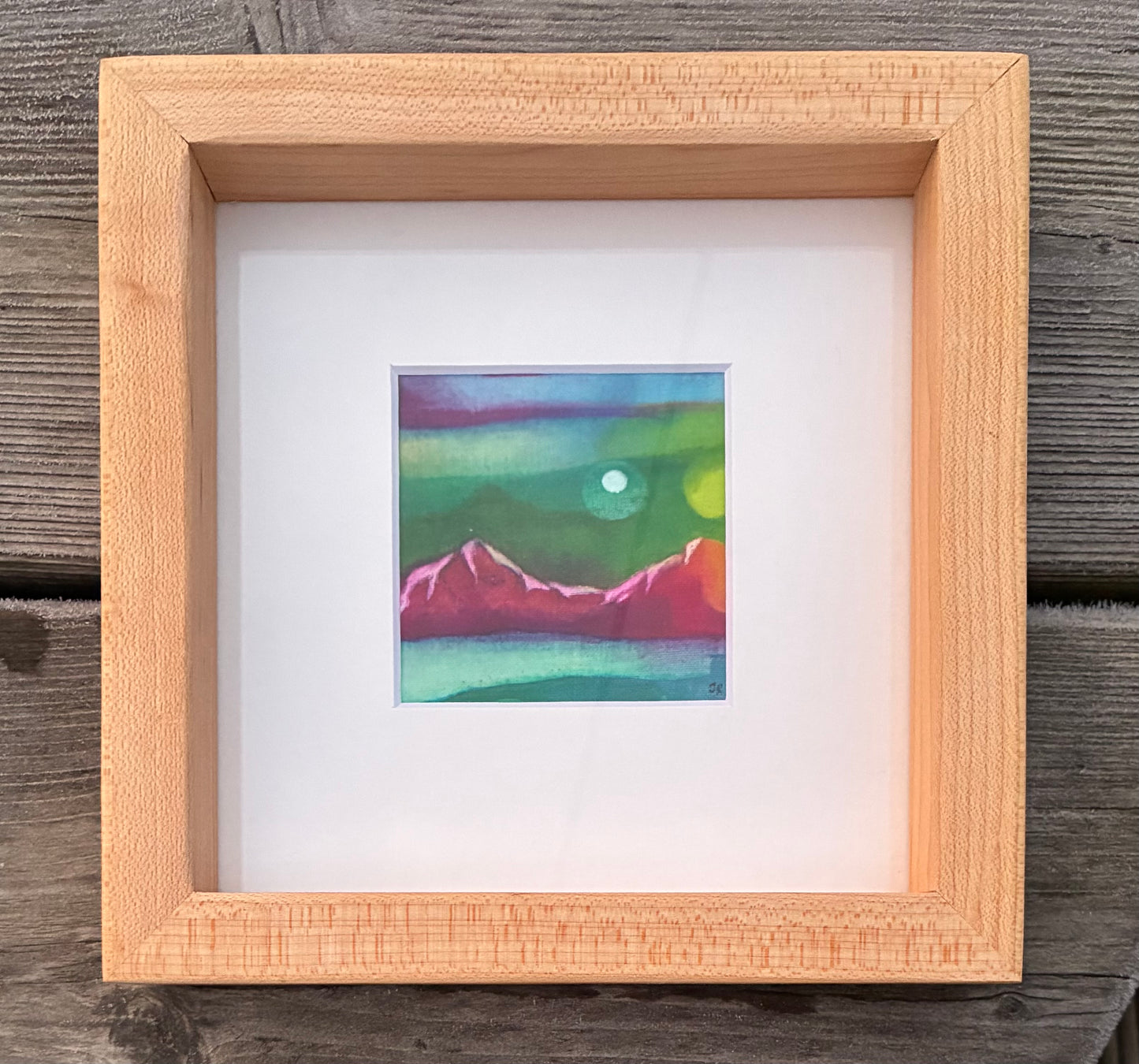 Batik in a , reclaimed maple wood, frame.