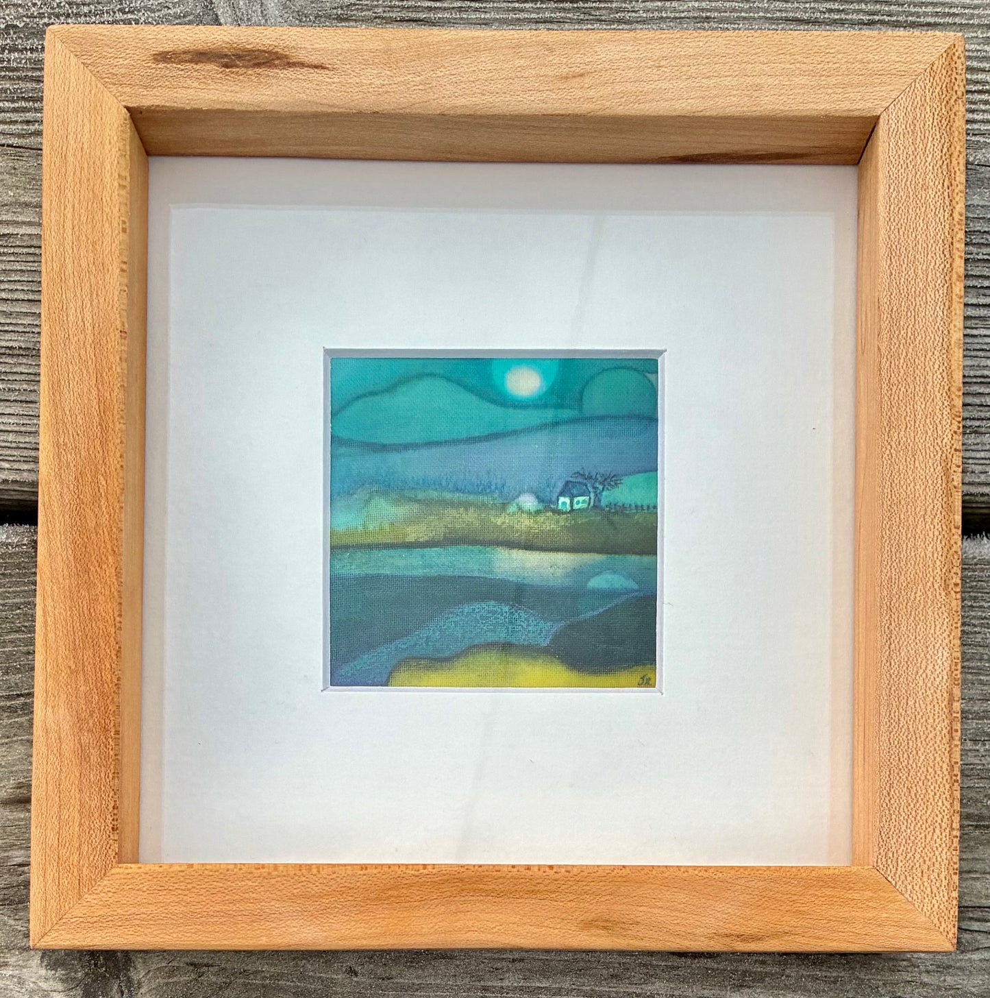 Batik in a, reclaimed wood, frame.