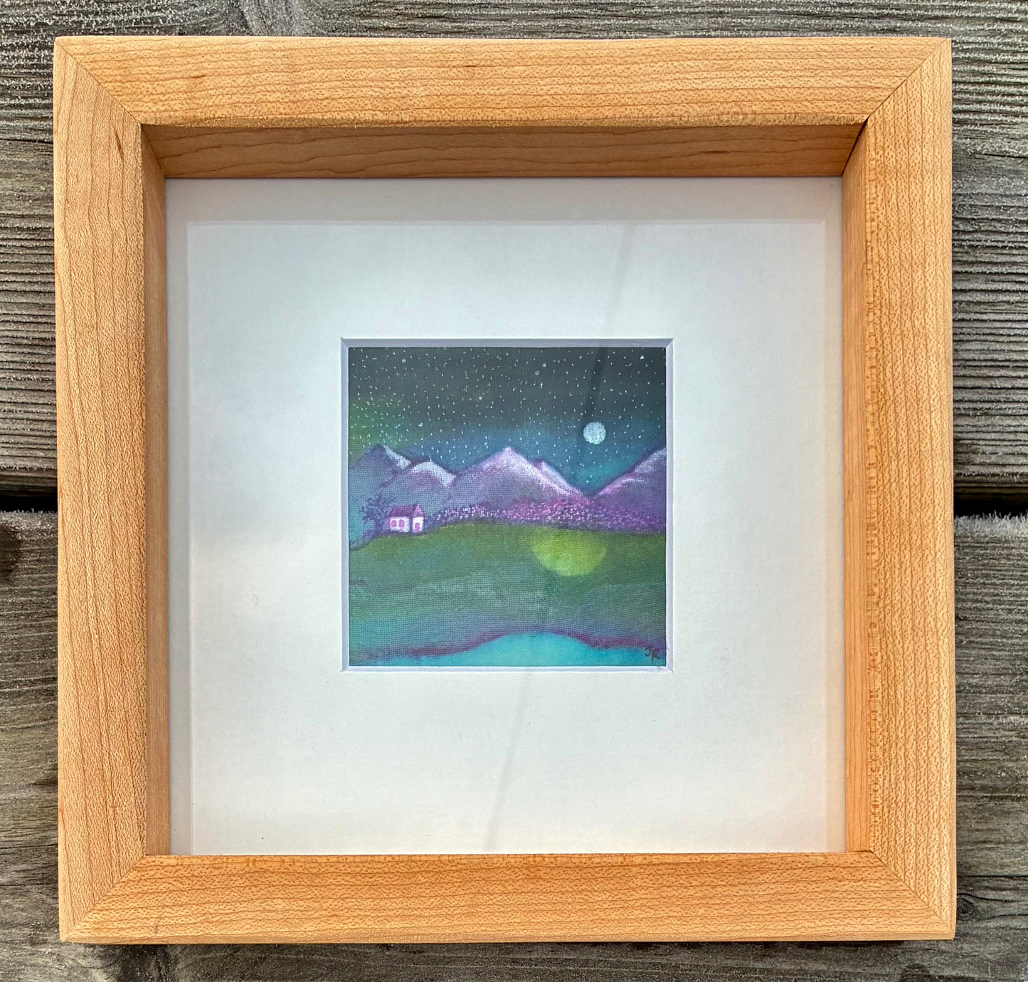 Batik in a, reclaimed wood, frame.