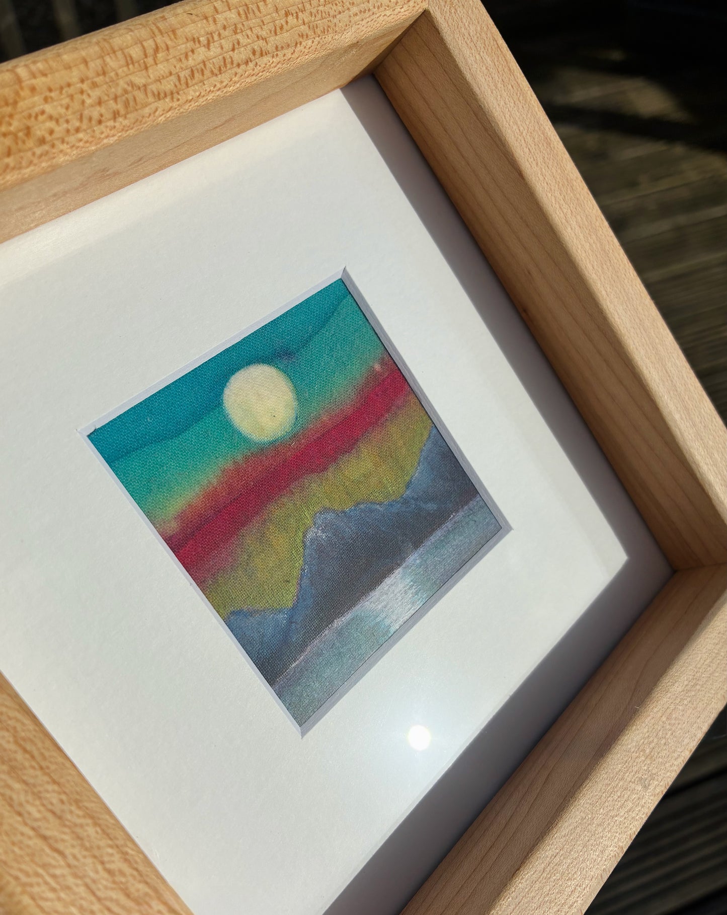 Batik in a reclaimed maple wood frame