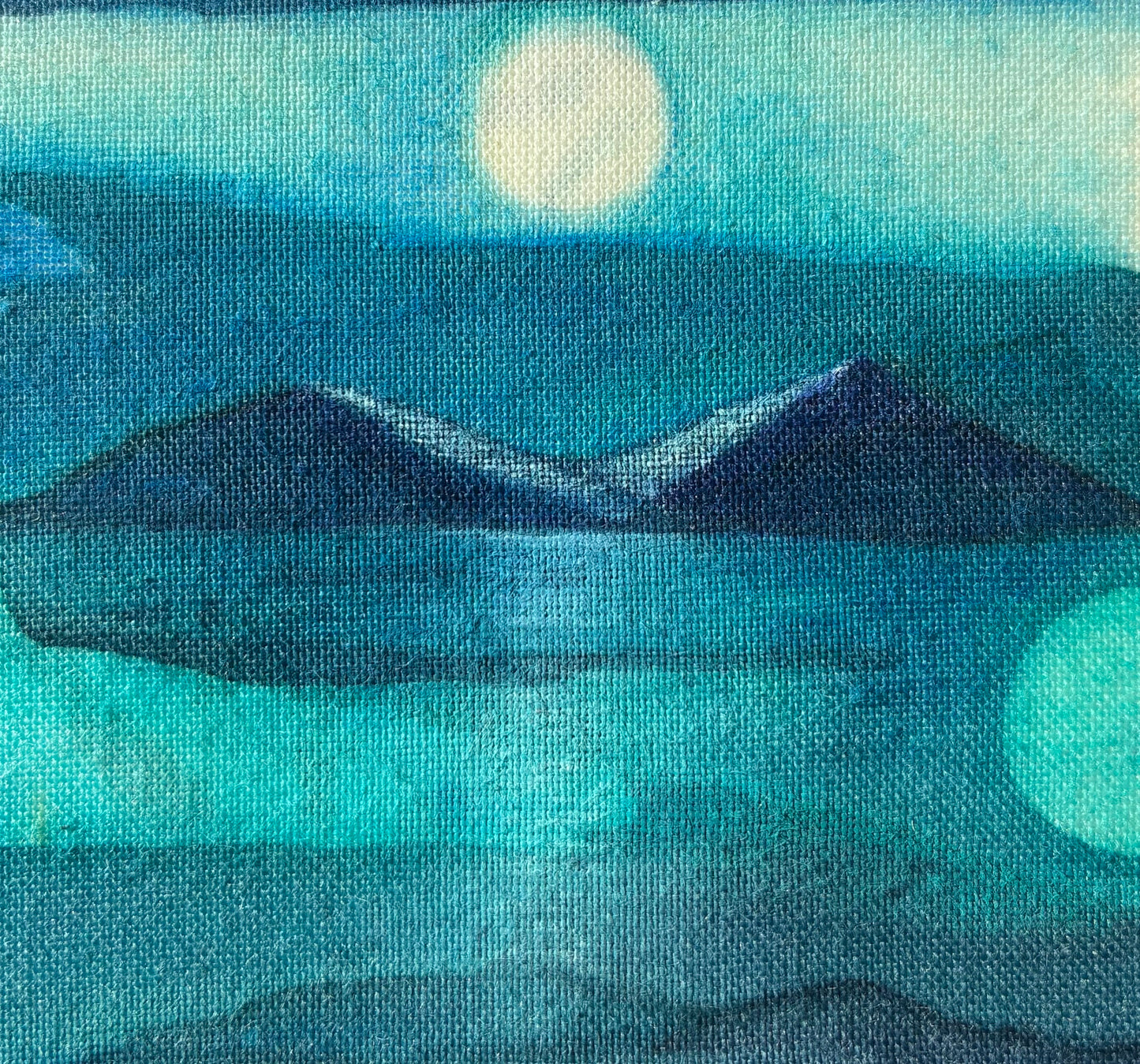 Batik, in a reclaimed maple wood, frame.