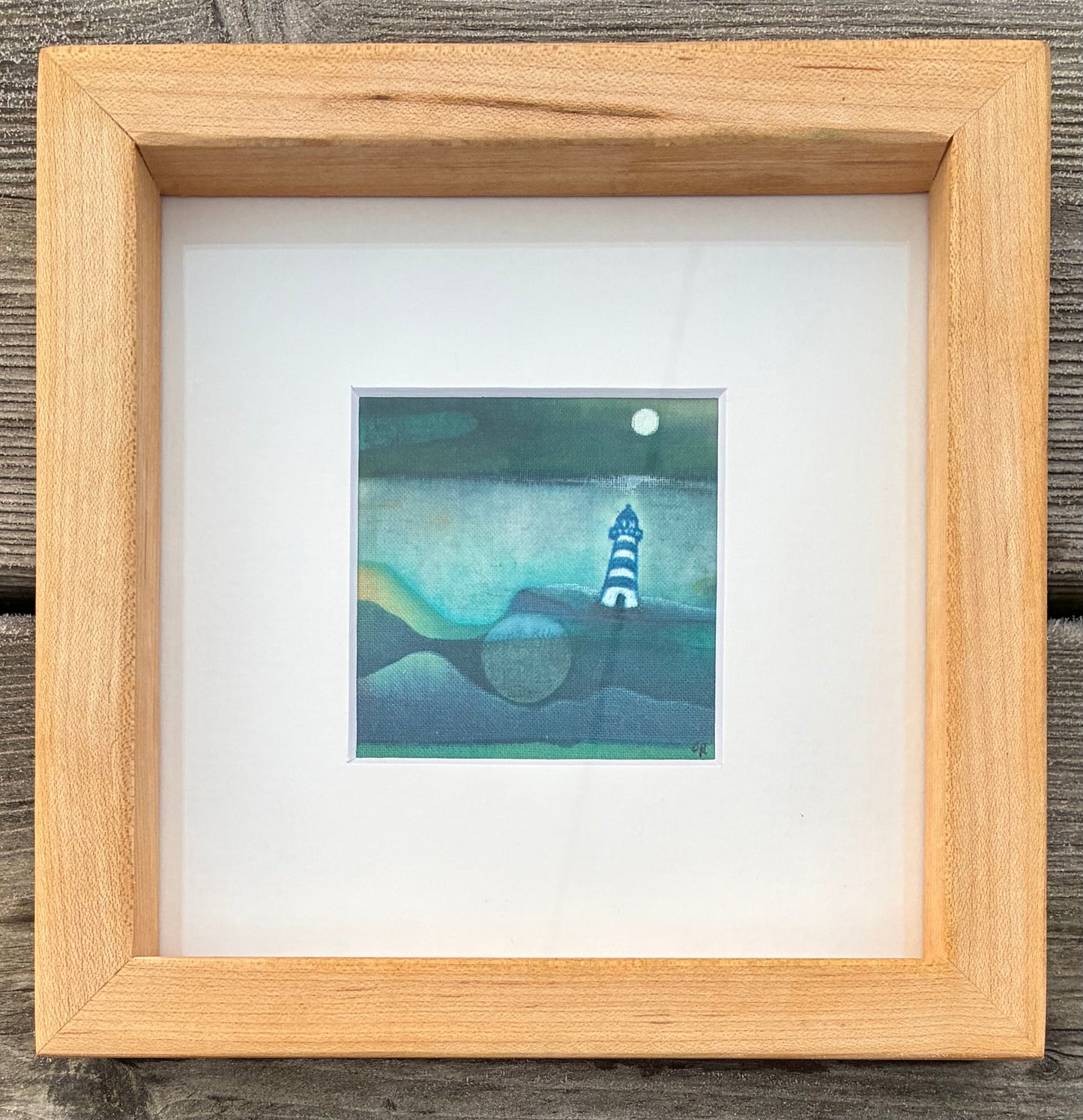Batik in a, reclaimed wood, frame.