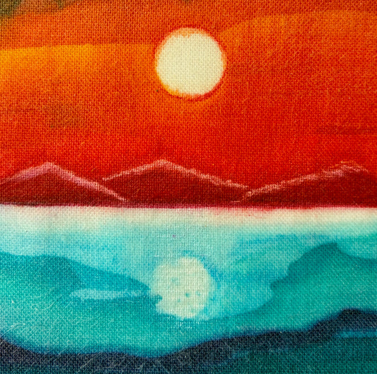 Batik in a, reclaimed maple wood, frame.