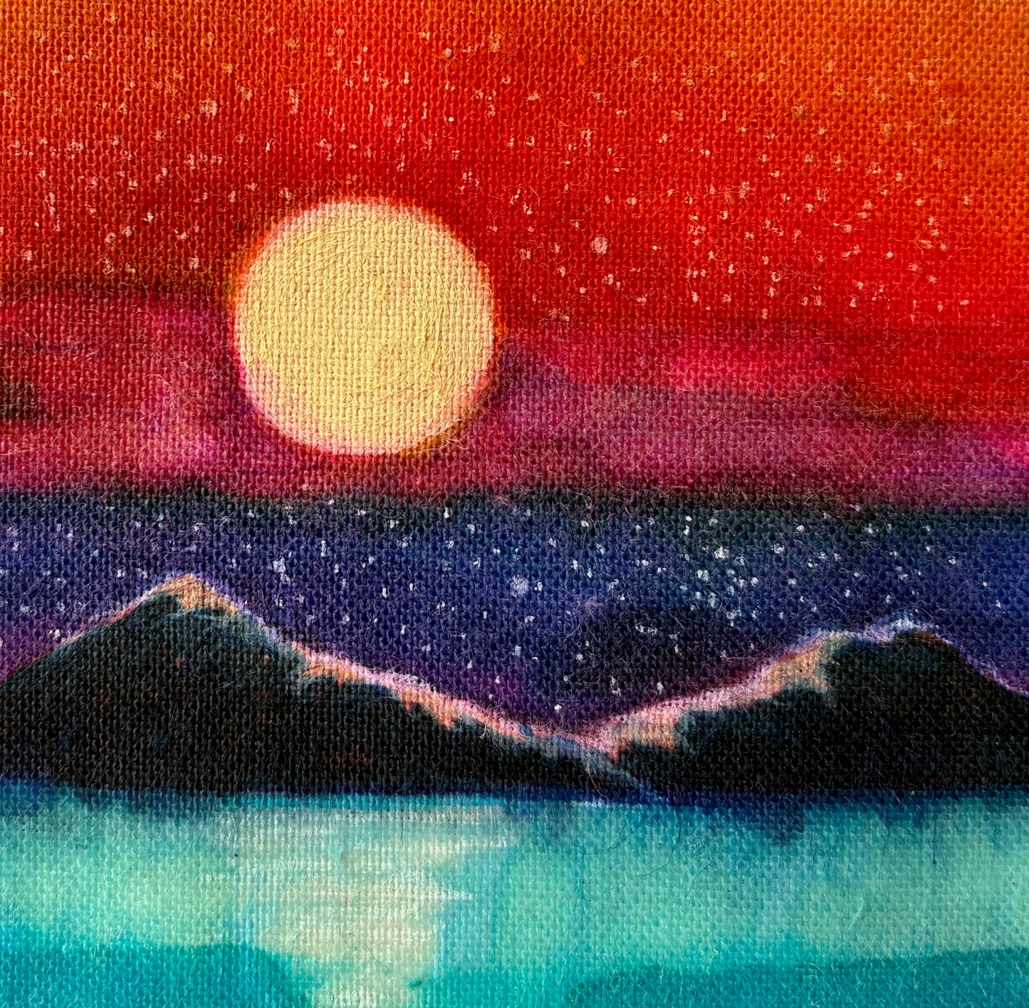 Batik in a, reclaimed maple wood, frame.