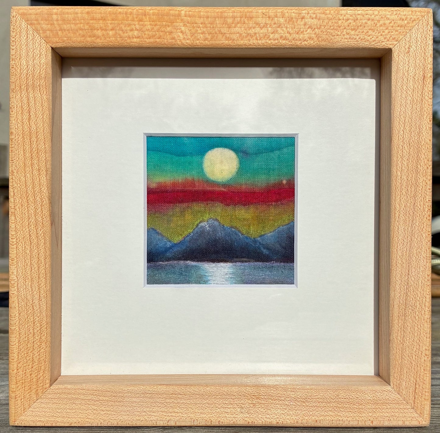 Batik in a reclaimed maple wood frame